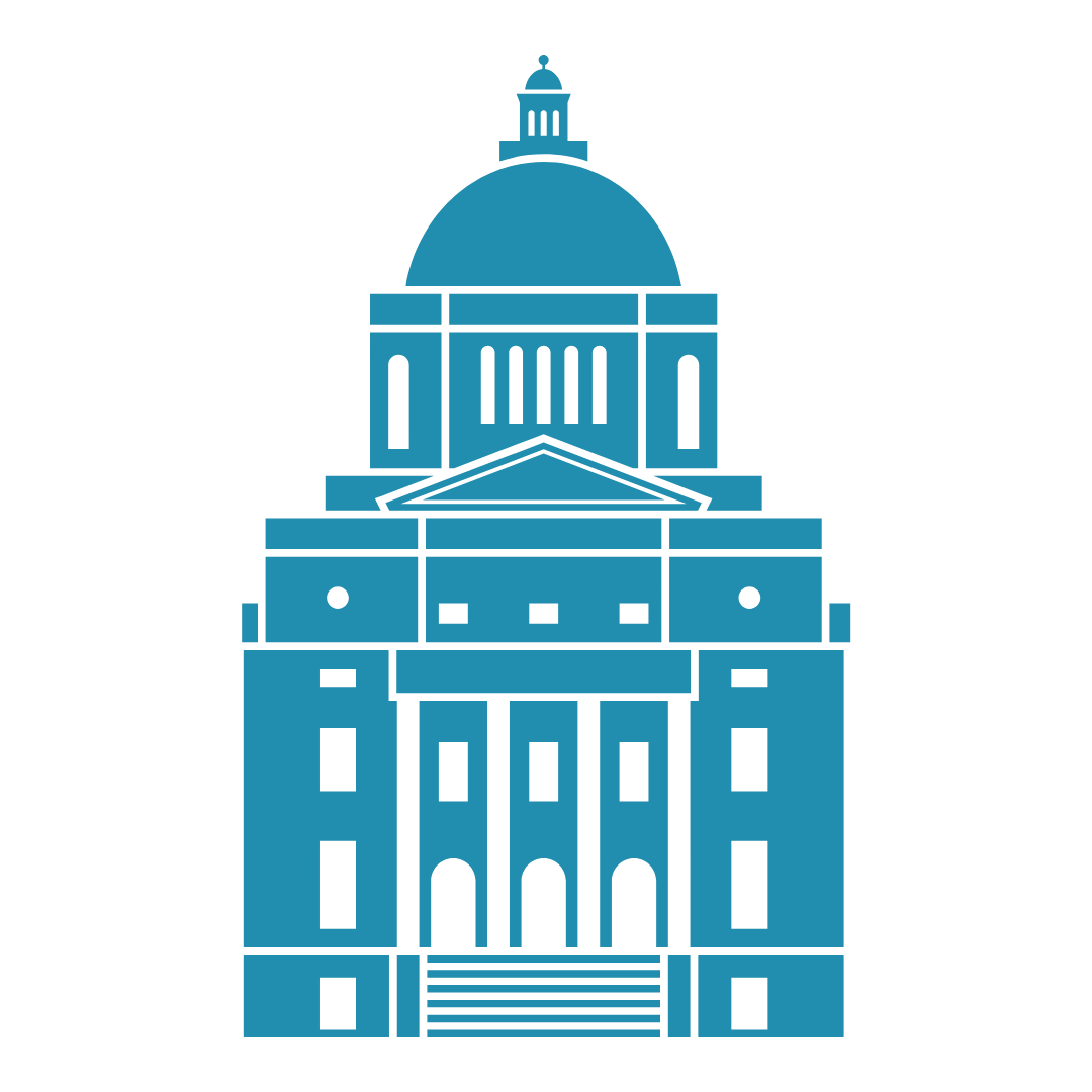 Blue illustrated South Dakota Capitol building